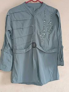 Stylish sea green Top with Embellishments