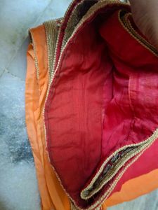Elegant Red Saree with Gold Border