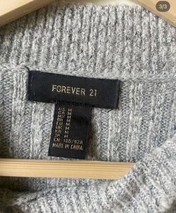 Gray Striped Cropped Sweater