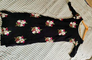 Black Kurti with Floral Embroidery
