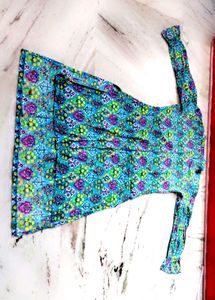 Vibrant Blue Floral Print Kurti