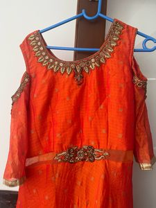 Embroidery Cold Shoulder Gown