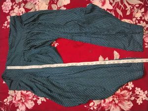 Teal Polka Dot Embroidered Kurta