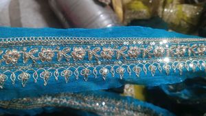 Elegant Blue Embroidered lace