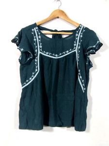 Vividartsy Teal Green Printed Top (Women)