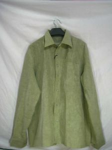 Vintage Olive Green Linen Button-Up Shirt