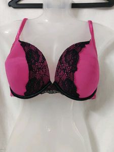casique Pink & Black Lace Bra