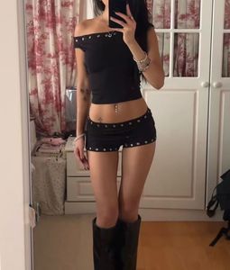 Super y2k Eyelet Micro Shorts🐈‍⬛