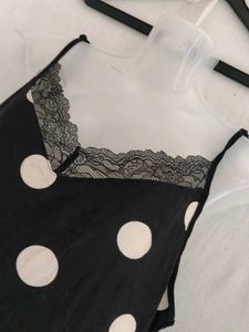 Polka Dot Cami with Lace Trim