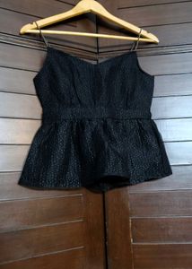 Faballey Party Chic Black Peplum Top