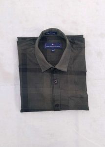 premium Olive Green Casual checked Shirt