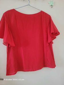Red Beaded Neckline Top
