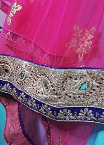 Embroidered Teal &amp; Pink Lehenga Choli Set