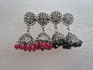 Bohemian Jhumka Earrings with Beads
