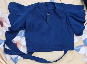 Stylish Blue Crop Top Palazzo Set