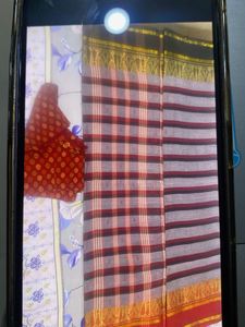 Traditional Red & Grey Saree