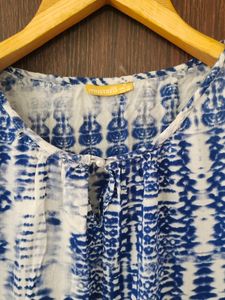 Mustard Brand Cotton Tie And Dye Blue Top With Cro