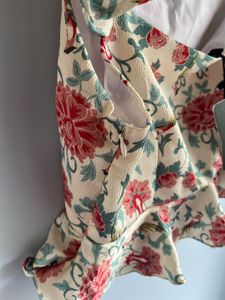 Cream Floral Ruffle Top