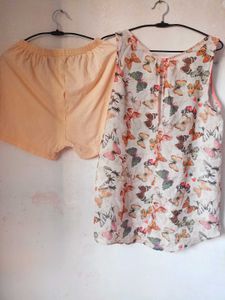Butterfly Print Top &amp; Shorts