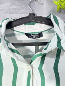Barshika Green Striped Button-Up Shirt