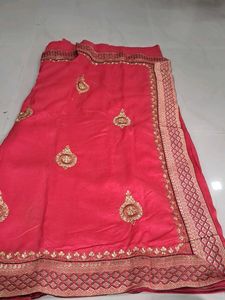 Elegant Red Embroidered Saree