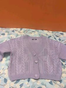 Lavender Cable Knit Cardigan