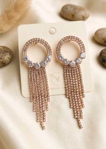 Sparkling Rose Gold Tassel Earrings