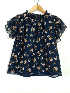 Navy Printed Casual Top ( Women's )