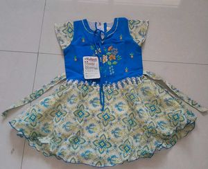 Blue Floral Embroidered Dress