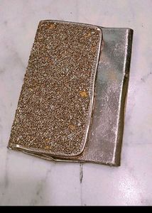 Sparkling Gold Beaded Clutch Bag