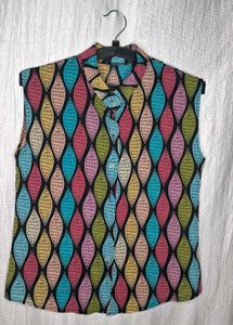 Vibrant Geometric Sleeveless Shirt