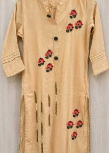 ELEGANT BEIGE EMBROIDERED KURTA SET WITH DUPATTA