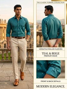 Men's Premium Shirt & Off White Trouser Set