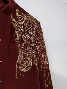 Maroon Embroidered Mens Sherwani