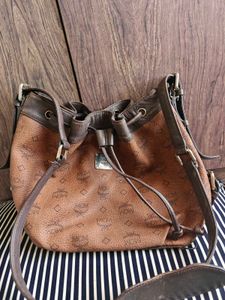 MCM Monogram Drawstring Bucket Bag