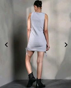 Sleek Grey Sleeveless Ruched Dress