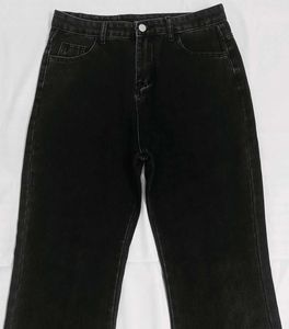 Black Checkerboard Flared Jeans