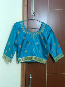 Elegant Blue &amp; Gold Embroidered Lehenga Choli