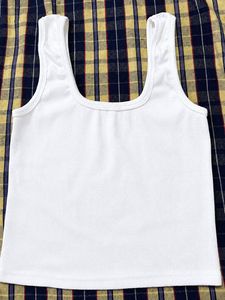 White Ribbed Sleeveless Crop Top 🤍