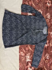 Dark blue printed short kurti