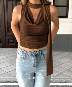 Savana Elegant Brown Halter Neck Top