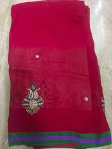 Pure Georgette dual shade saree used gently