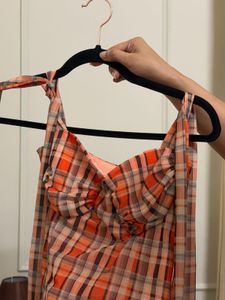 Chic Plaid Tie-Strap Top
