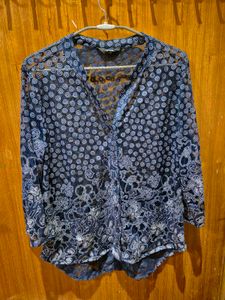 Net Blue Sheer Shirt with Matching Inner