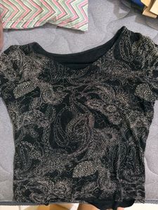 Black Paisley Print Top