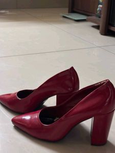 Chic Red Patent Block Heels
