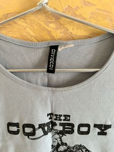 Light Blue "Cowboy Ranch" Crop Top