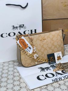 Coach khaki Chain shoulder bag with charm