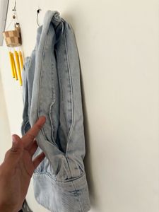 Zara Denim Puff Sleeve Top