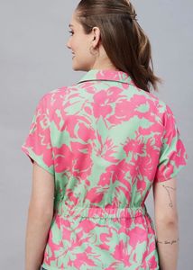 Chic Floral Print Button-Up Dress